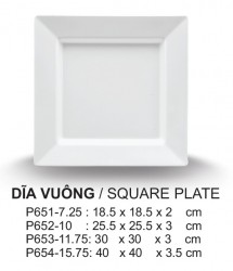 P653-11.75 Dĩa Vuông (White 100%) -  SPW