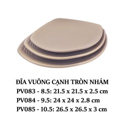 Pv085-10.5 Dĩa Vuông Nhám 10.5" (Light Brown) - Spw